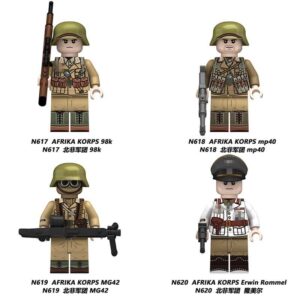 North African Legion Minifigures N617-620 - Military Minifigs, Compatible with LEGO