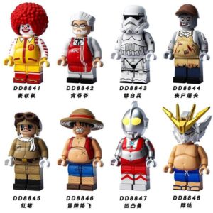 Minifigures D8841-8848 Bigbelly White Soliders Ken Grandpa Porco Rosso Fit Lego