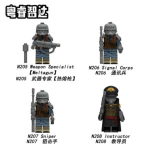 Warhammer Weapon Expert Melta Gun Sniper Minifigures N205-N208 - Game Minifigs, Compatible with LEGO