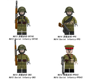 Soviet Infantry Minifigures N613-616 - Military Minifigs, Fits LEGO