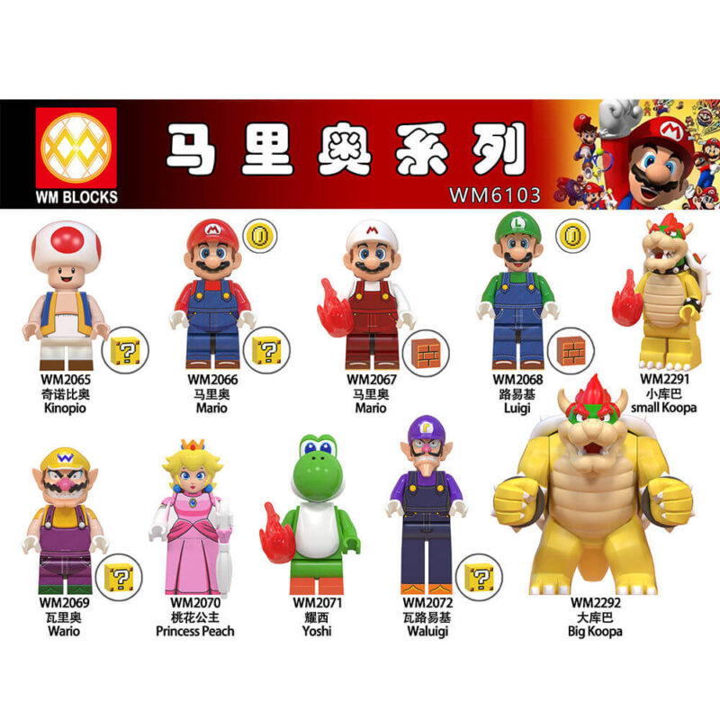 Mario Kinopio BigKoopa Minifigures WM6103 game Minfigs WM BLOCKS Fit Lego