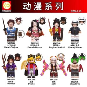 Demon Slayer Minifigures Compatible LEGO Kamado Tanjirou Kokushibo Douma Minifigures WM6138