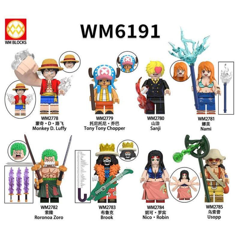 One Piece Luffy Chopper Robin Minifigures WM6191 - One Piece Minifigs WM BLOCKS Compatible LEGO