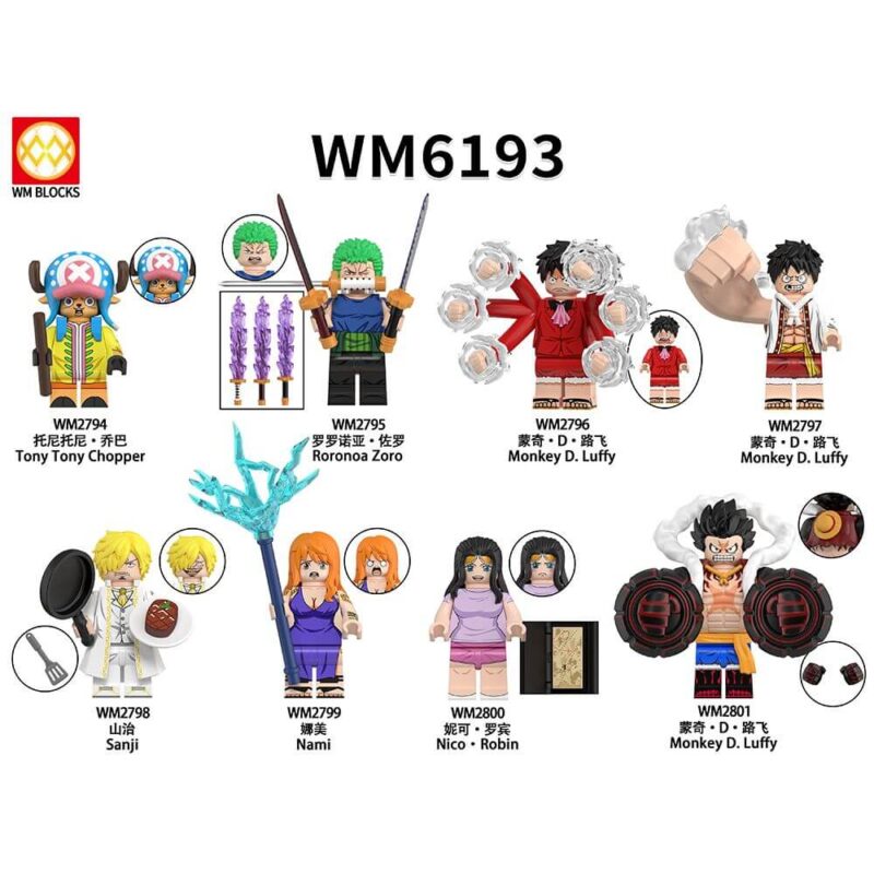 One Piece Luffy Chopper Zoro Minifigures WM6193 - One Piece Minifigs WM BLOCKS Compatible LEGO