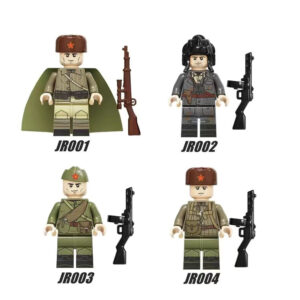 JR001-004 WW II Soviet Union Soldier Minifigures - Military Minifigs WW II, Compatible with LEGO