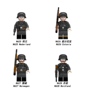 WWII Legion Minifigures N625-628 - Military Minifigs, WWII Fit LEGO
